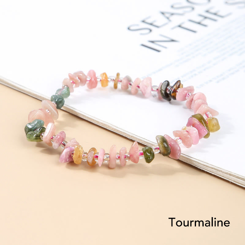 Wear FengShui Natural Irregular Shape Stone Crystal Meditation Balance Bracelet