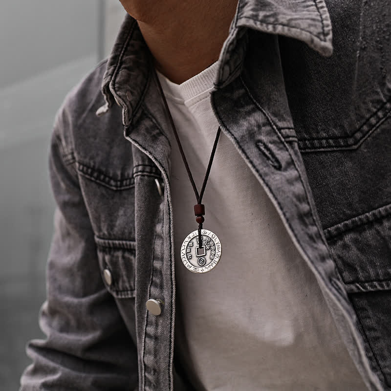 Wear FengShui Bagua Yin Yang Copper Coin Star Balance Energy Necklace Pendant