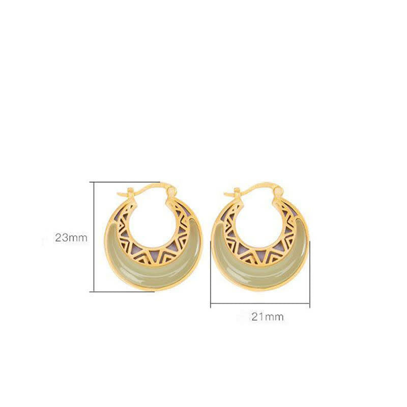 Wear FengShui Crescent Moon Jade Prosperity Drop Earrings