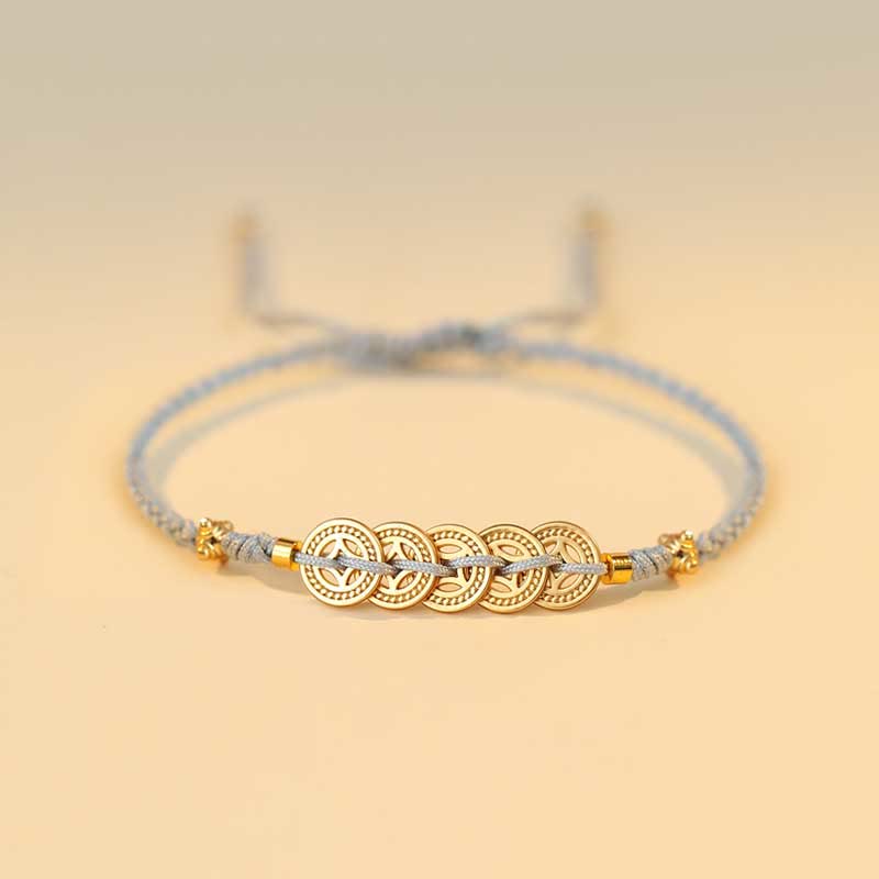 Wear FengShui Copper Coin Fortune Tree Luck Strength Braided Bracelet