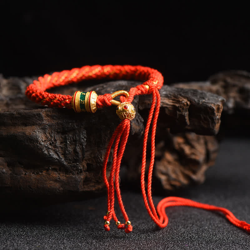 Wear FengShui Tibetan Handmade Luck Prayer Wheel Bead Charm Weave Colorful String Bracelet