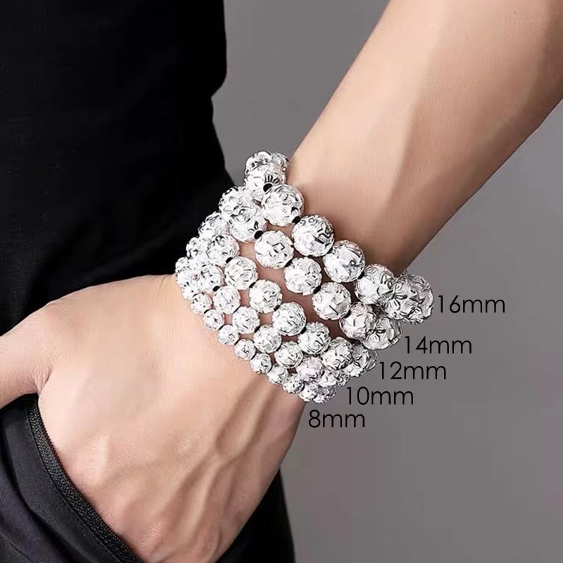 Wear FengShui Tibetan Om Mani Padme Hum Carved Alloy Beads Amulet Bracelet