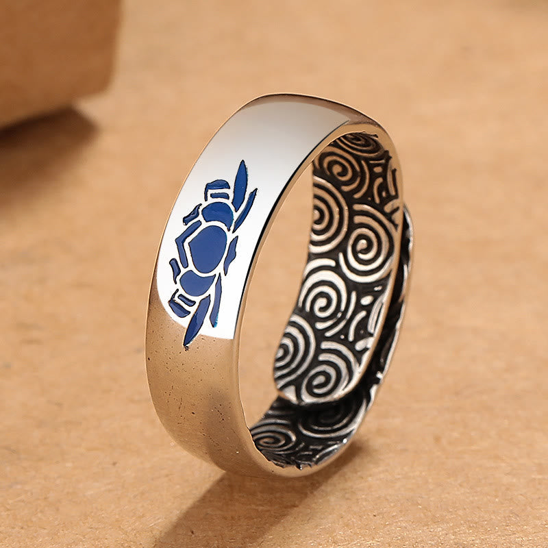 Wear FengShui Tibetan Blue Lotus Auspicious Clouds Copper Enlightenment Ring
