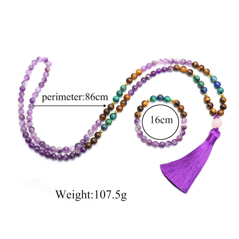 Wear FengShui Tibetan Amethyst Purify Bracelet Mala Set