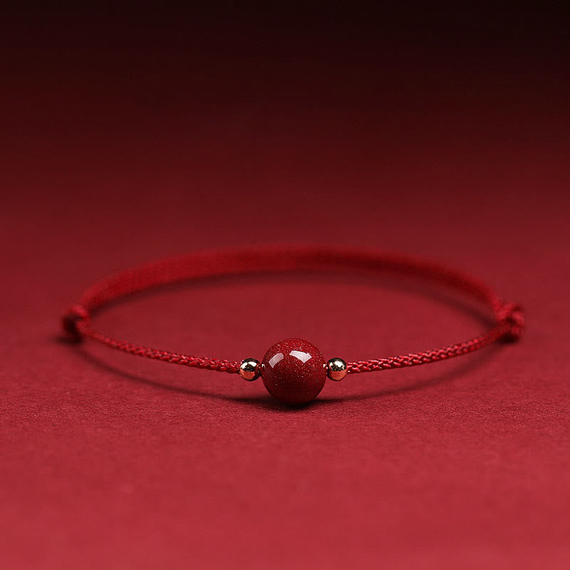Wear FengShui Natural Lucky Cinnabar Bead Blessing String Bracelet Anklet