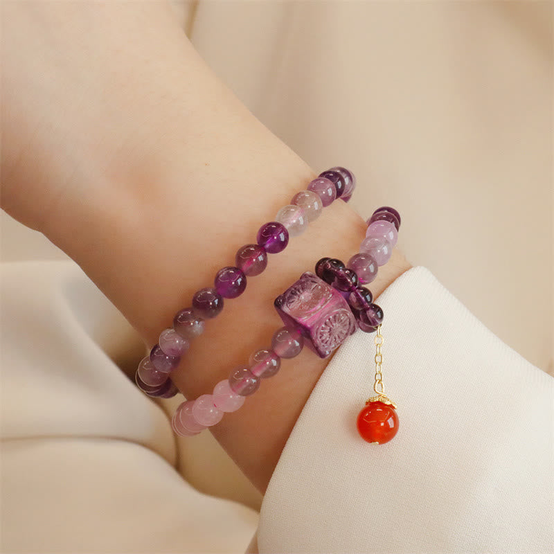Wear FengShui Natural Amethyst Citrine Positive Transformation Double Wrap Bracelet