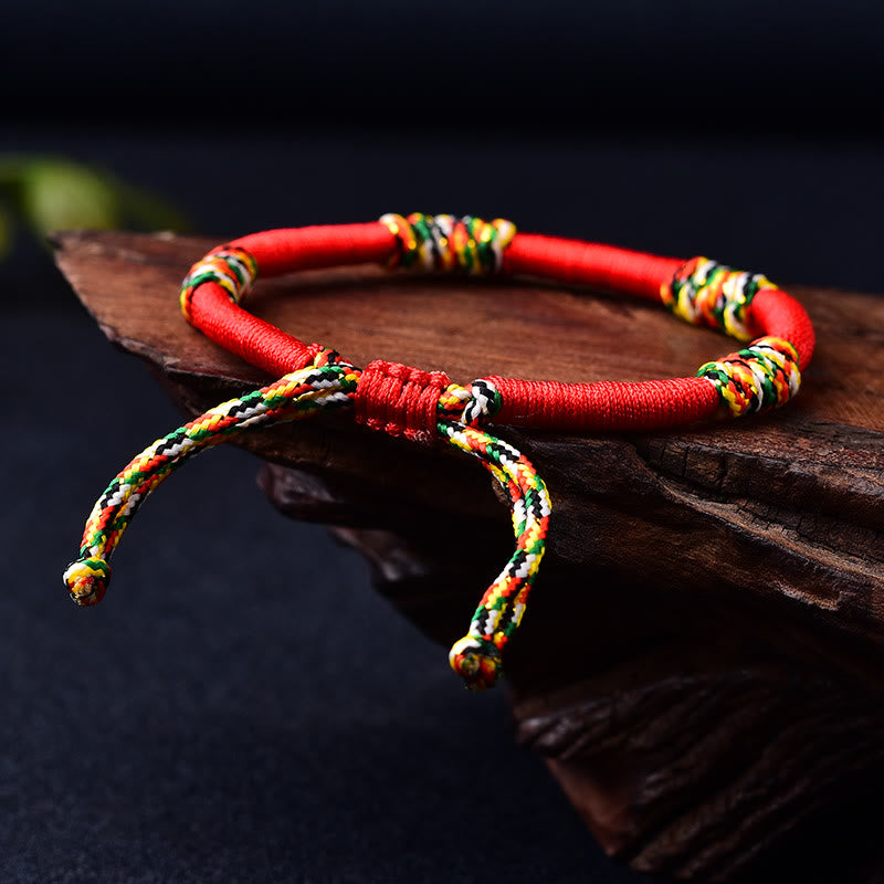 Wear FengShui Tibetan Handmade Colorful King Kong Knot Lucky Protection Braid String Bracelet