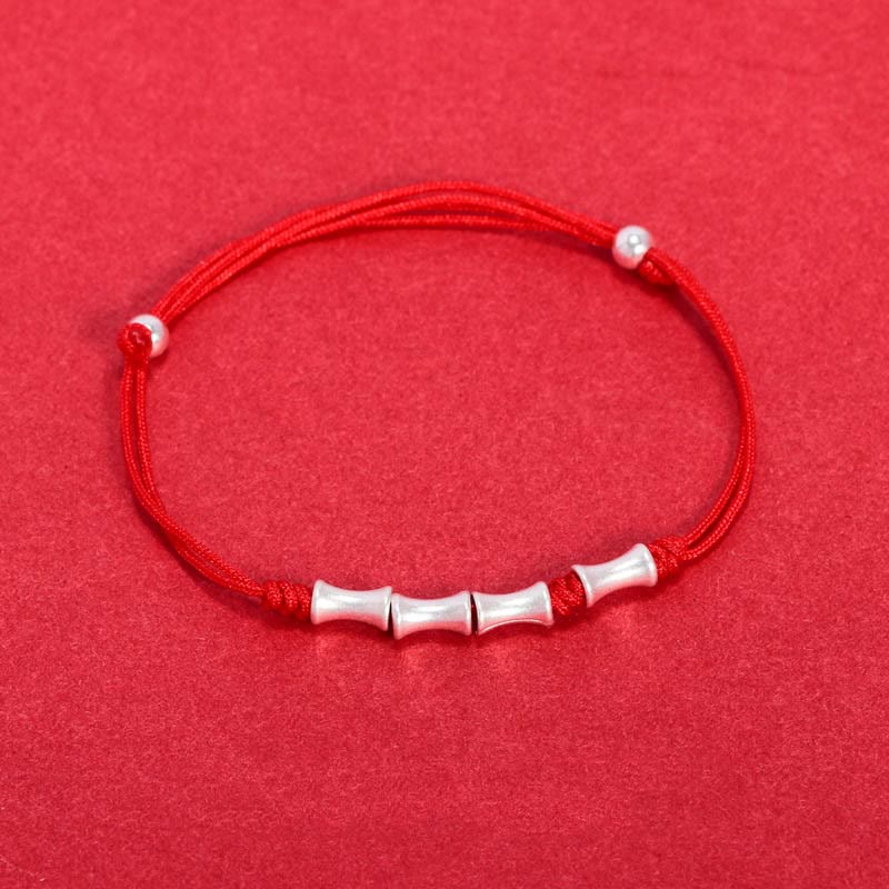 Wear FengShui 925 Sterling Silver Bamboo Design Protection Luck Braided Bracelet