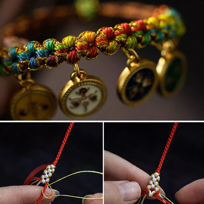 Wear FengShui Tibetan Colorful Rope Five God Of Wealth Luck Braid Bracelet