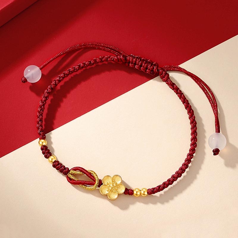 Wear FengShui Handmade 925 Sterling Silver Cherry Blossoms Sakura Chalcedony Luck Bracelet