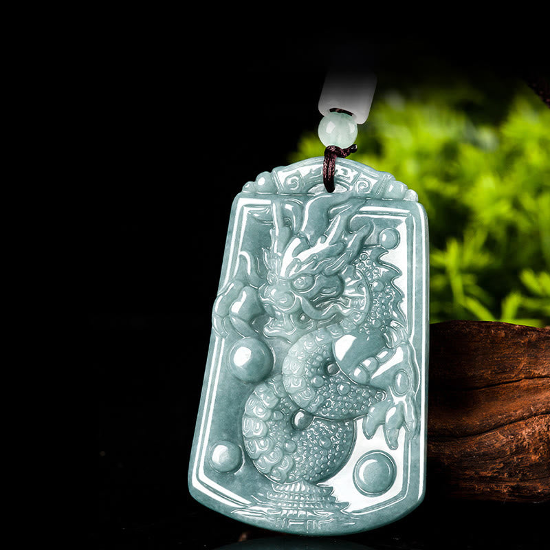 Wear FengShui Year Of The Dragon Chinese Zodiac Dragon Travels The World Jade Strength Necklace Pendant