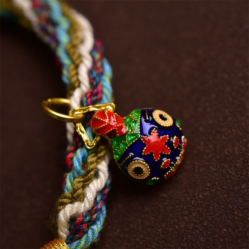 Wear FengShui Handmade Gold Swallowing Beast Family Healing Reincarnation Knot Braid Bracelet