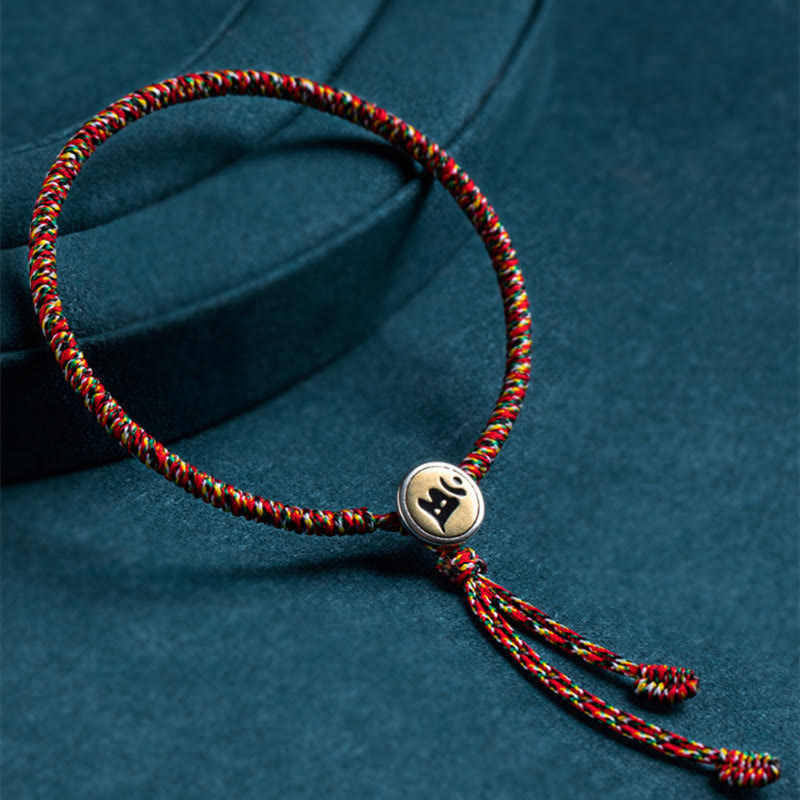 Wear FengShui Handmade 925 Sterling Silver Chinese Zodiac Natal Buddha Protection Colorful Rope Bracelet