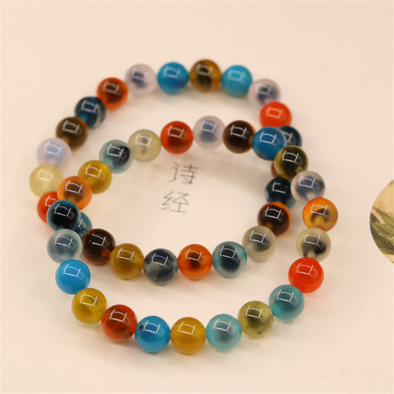 Wear FengShui Colorful Candy Agate Healing Strength Bead Bracelet