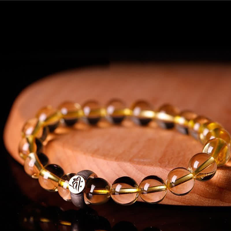 Wear FengShui 925 Sterling Silver Chinese Zodiac Natal Buddha Citrine Protection Bracelet
