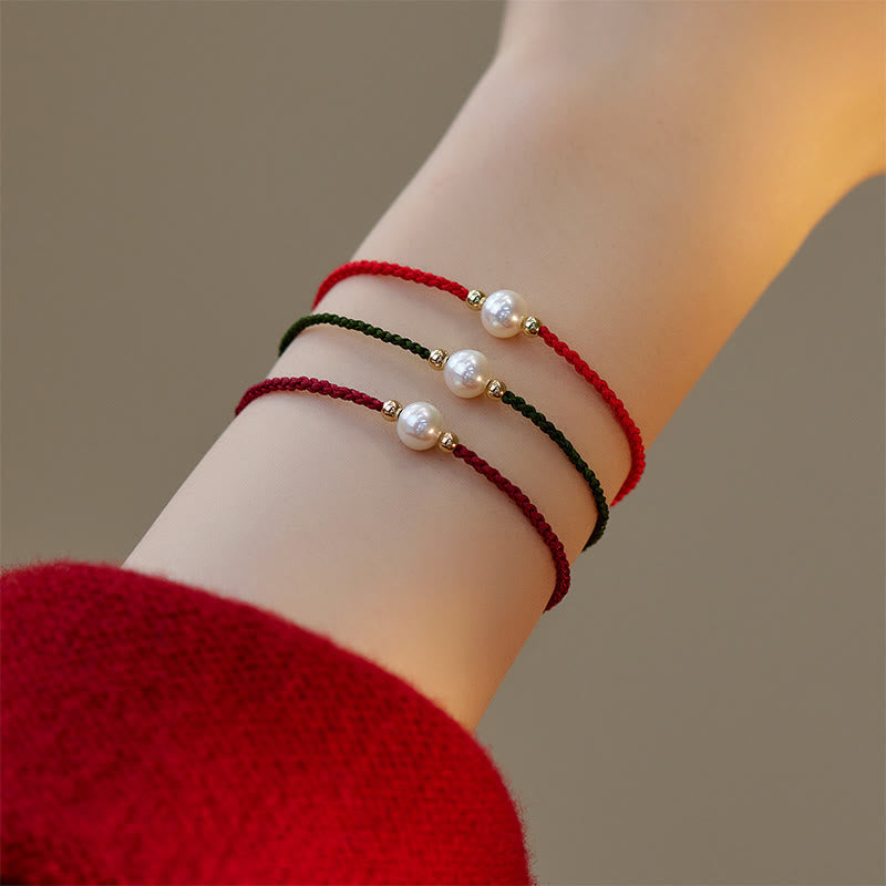 Wear FengShui Natural Pearl Bead Luck Braid String Bracelet