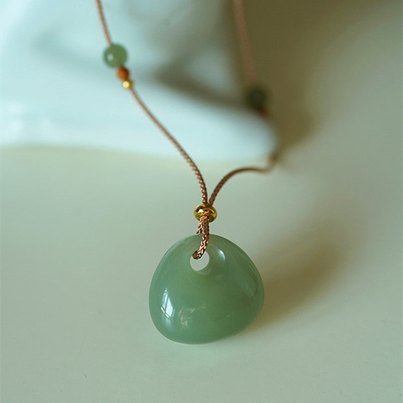 Wear FengShui Natural Jade Luck Prosperity Necklace Pendant (Random Color)