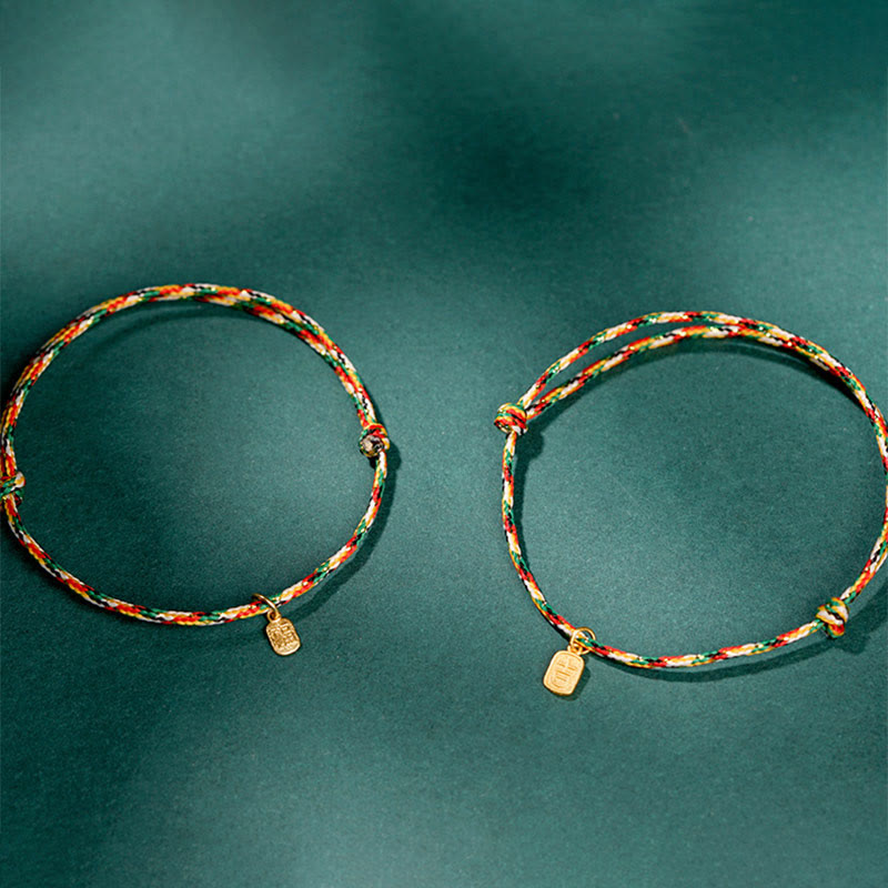 Wear FengShui Auspicious Fu Character Peace And Joy Luck Handmade Multicolored Child Adult Bracelet