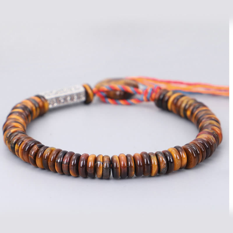 Wear FengShui Tibetan Tiger Eye Om Mani Padme Hum Protection Power Bracelet