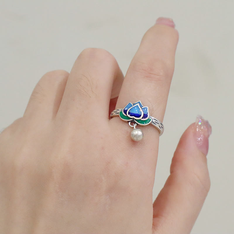 Wear FengShui Lotus Flower Pattern Enlightenment Ring