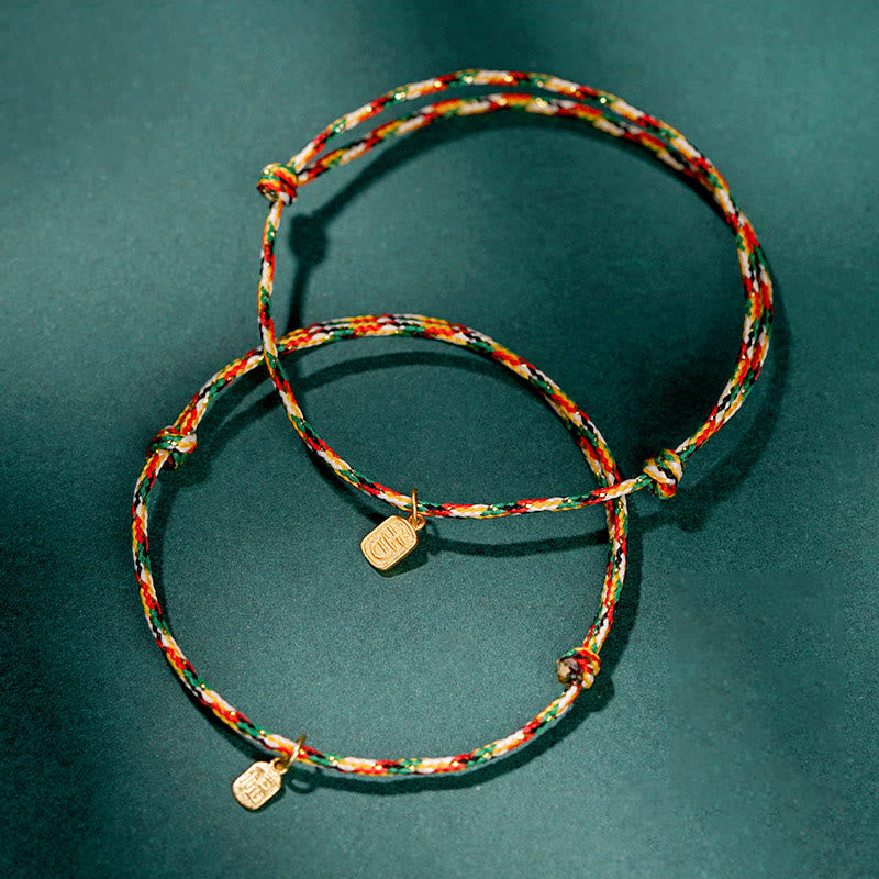 Wear FengShui Auspicious Fu Character Peace And Joy Luck Handmade Multicolored Child Adult Bracelet