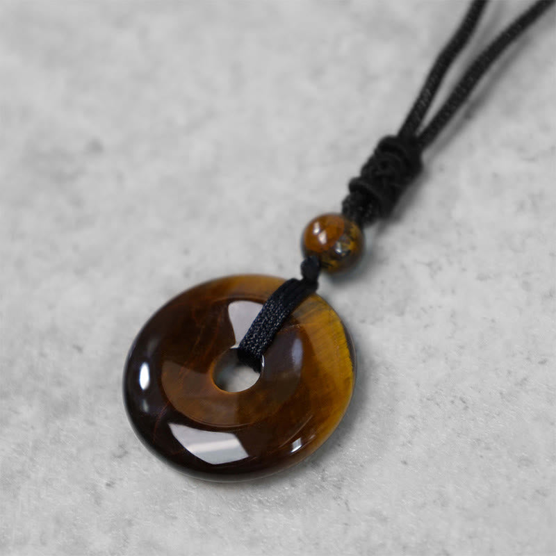 Wear FengShui Lucky Coin Pendant Healing Crystal Gemstone Necklace