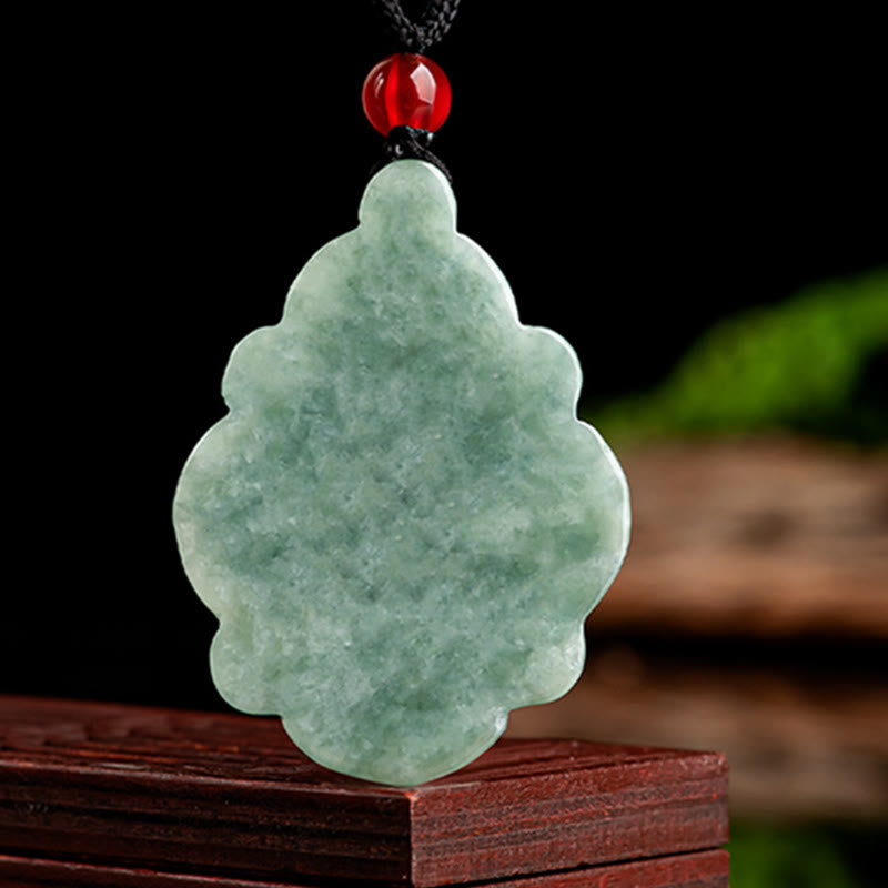 Wear FengShui Natural Jade Kalanchoe blossfeldiana Flower Pattern Luck Necklace Pendant