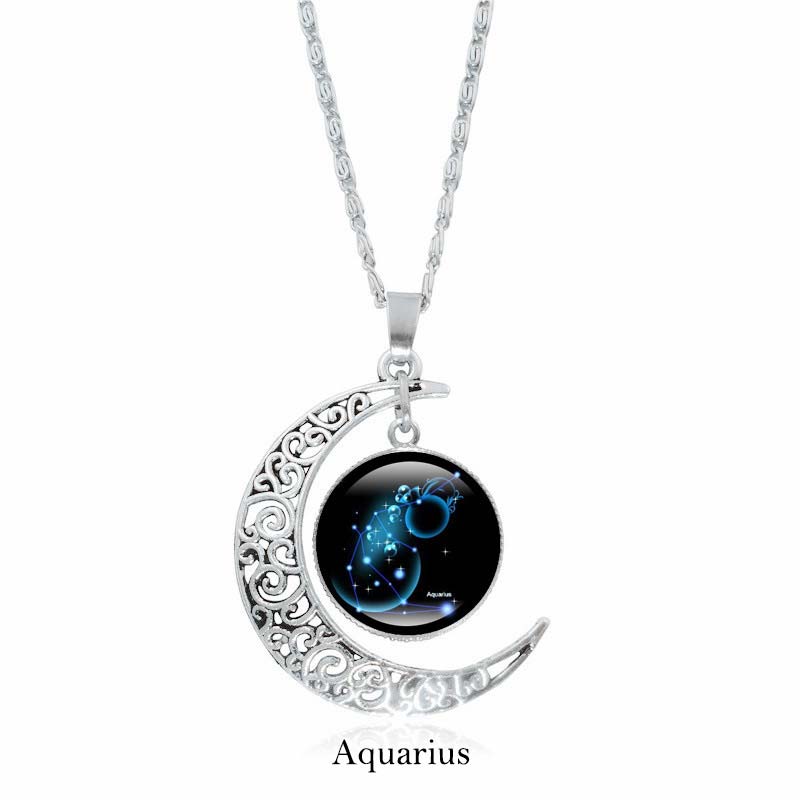 Wear FengShui 12 Constellations of the Zodiac Moon Protection Necklace Chain Pendant