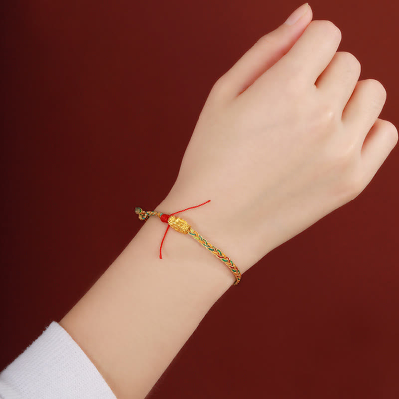 Wear FengShui Year of the Dragon Handmade Colorful Dragon Carved Success Braided Bracelet
