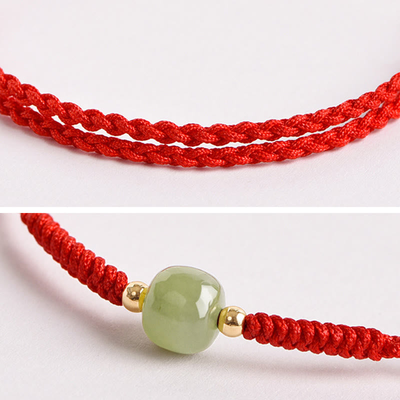 Wear FengShui Handmade Jade Lucky Bead Prosperity Braided Bracelet