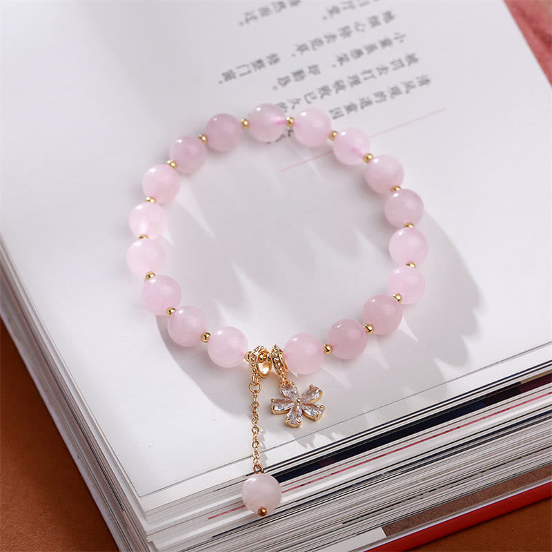 Wear FengShui Natural Pink Crystal Plum Blossom Love Bracelet