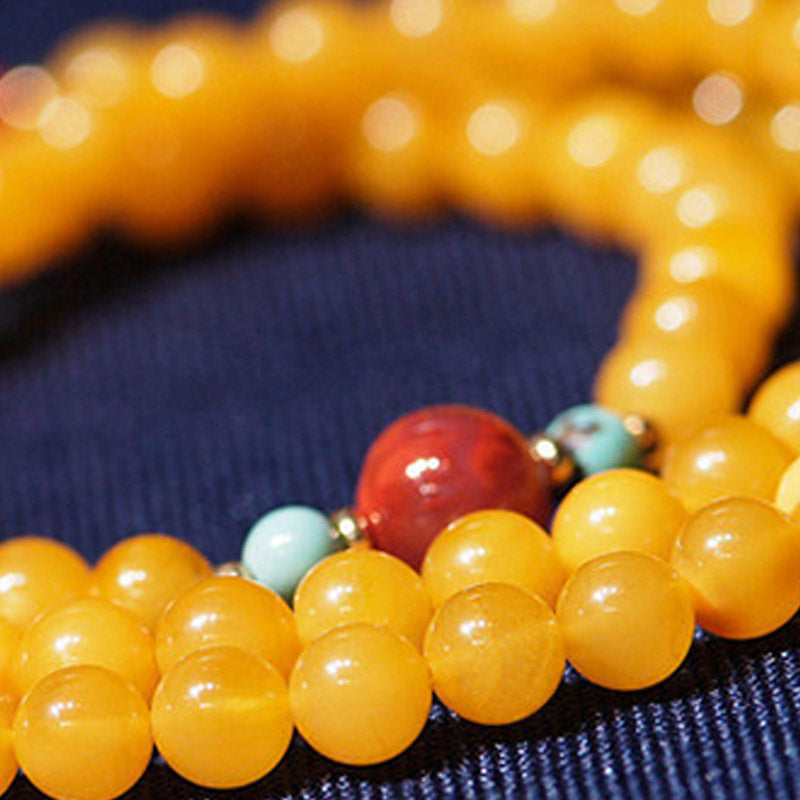Wear FengShui Amber Healing Balance Necklace Flower Charm Bracelet