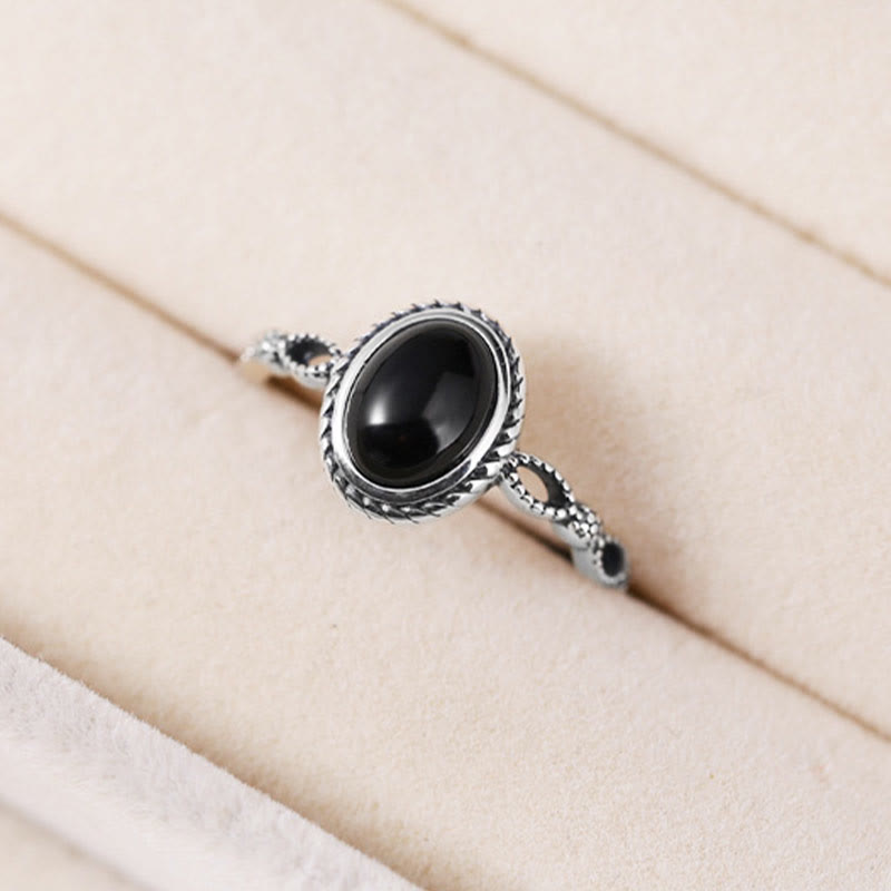 Wear FengShui 925 Sterling Silver Black Onyx Fortune Ring
