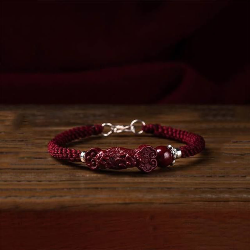 Wear FengShui Handcrafted PiXiu Cinnabar Wealth Luck Braided Bracelet