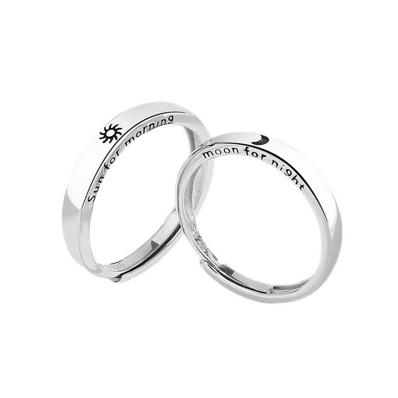 Wear FengShui 925 Sterling Silver Sun Moon Protection Adjustable Couple Ring