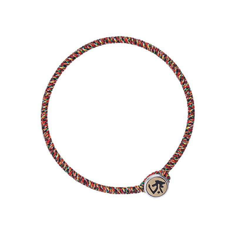 Wear FengShui Handmade 925 Sterling Silver Chinese Zodiac Natal Buddha Protection Colorful Rope Bracelet