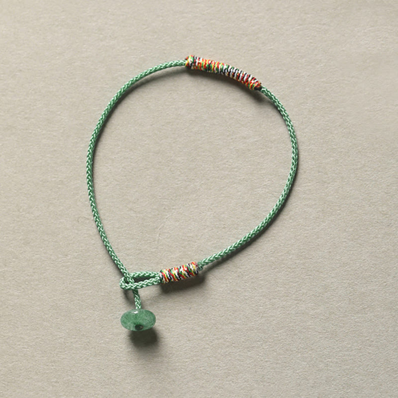 Wear FengShui Tibetan Handmade Green Aventurine Luck Protection Braided Rope Bracelet