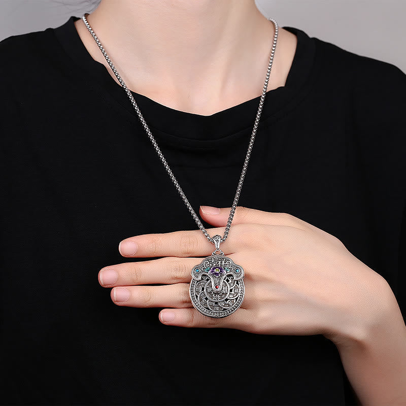 Wear FengShui Peony Flower Copper Coins Wealth Necklace Pendant