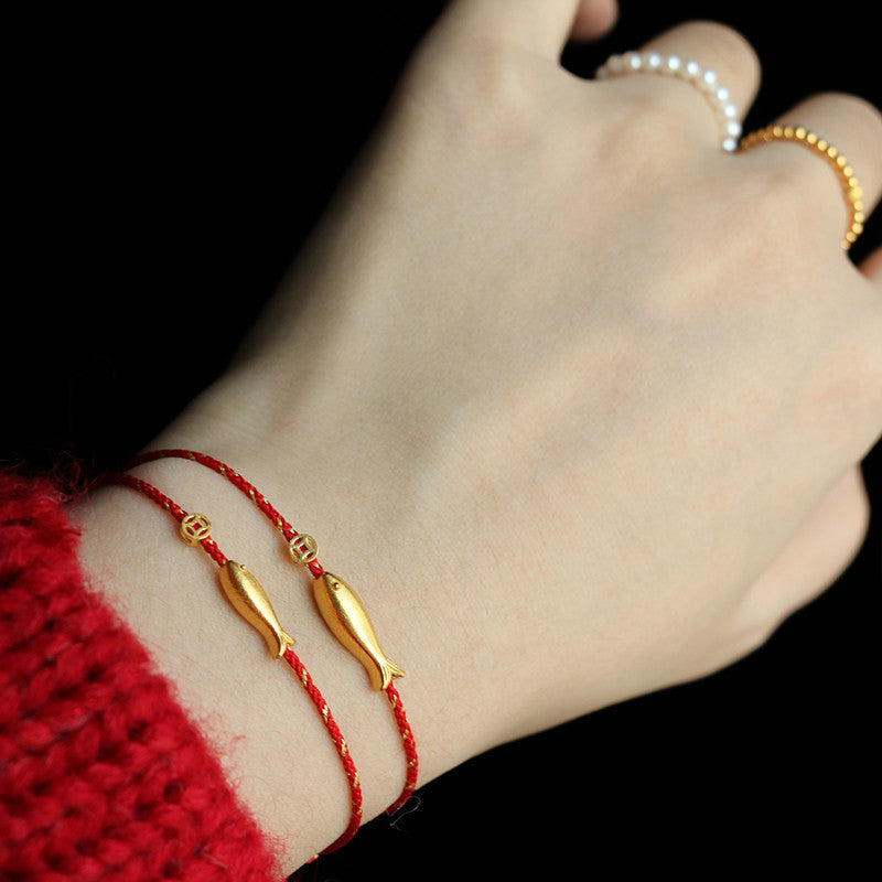 Wear FengShui 14K Gold Plated Koi Fish Luck Wealth Braided Bracelet