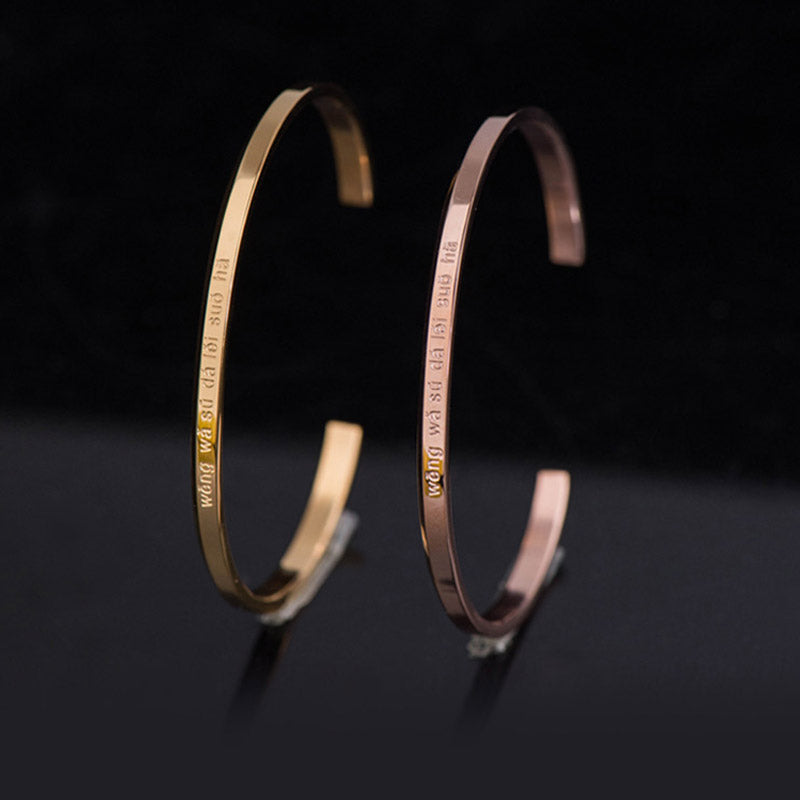 Wear FengShui Six True Words Engraving Titanium Steel Blessing Protection Bracelet