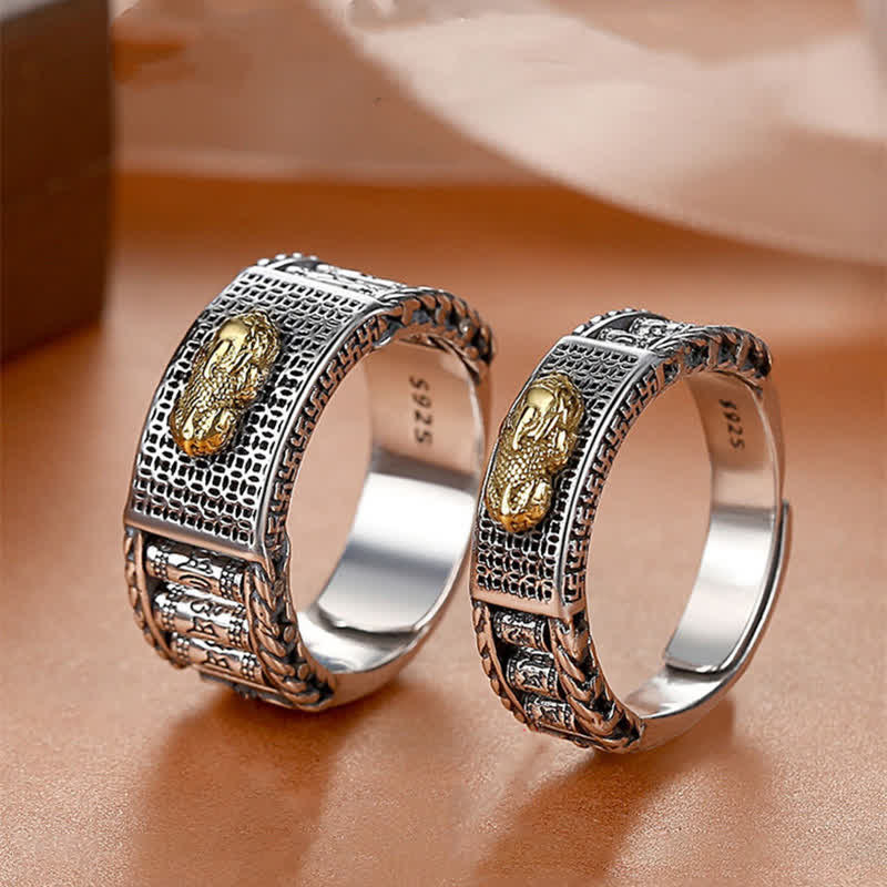 Wear FengShui Lucky FengShui PiXiu Wealth Prayer Wheels Couple Ring