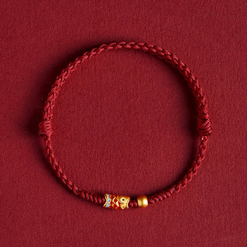 Wear FengShui 925 Sterling Silver Handmade Koi Fish Wealth Success Braided Rope Bracelet