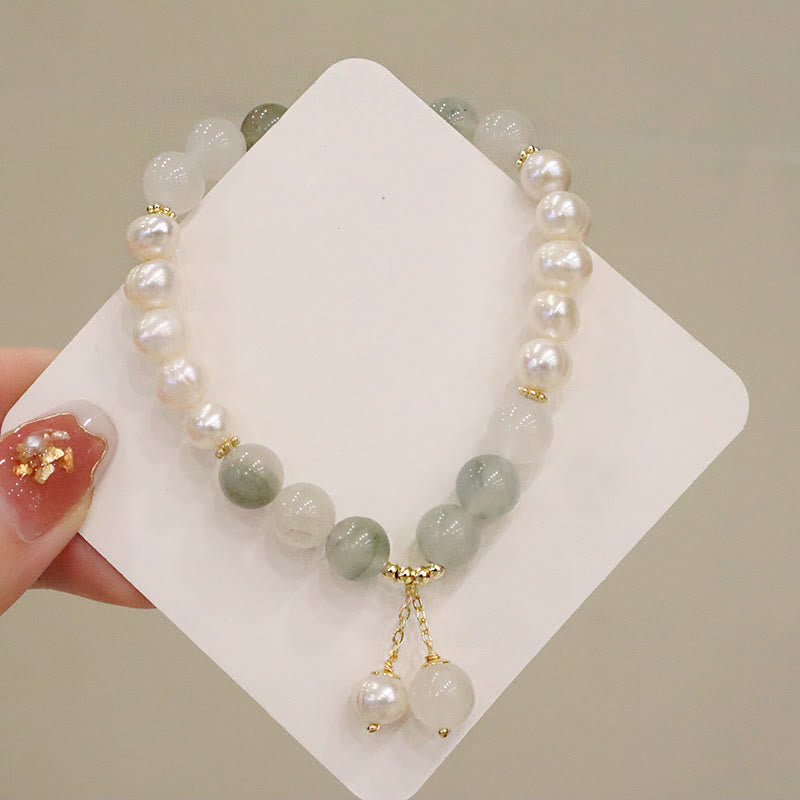 Wear FengShui Natural Pearl Jade Healing Sincerity Bracelet
