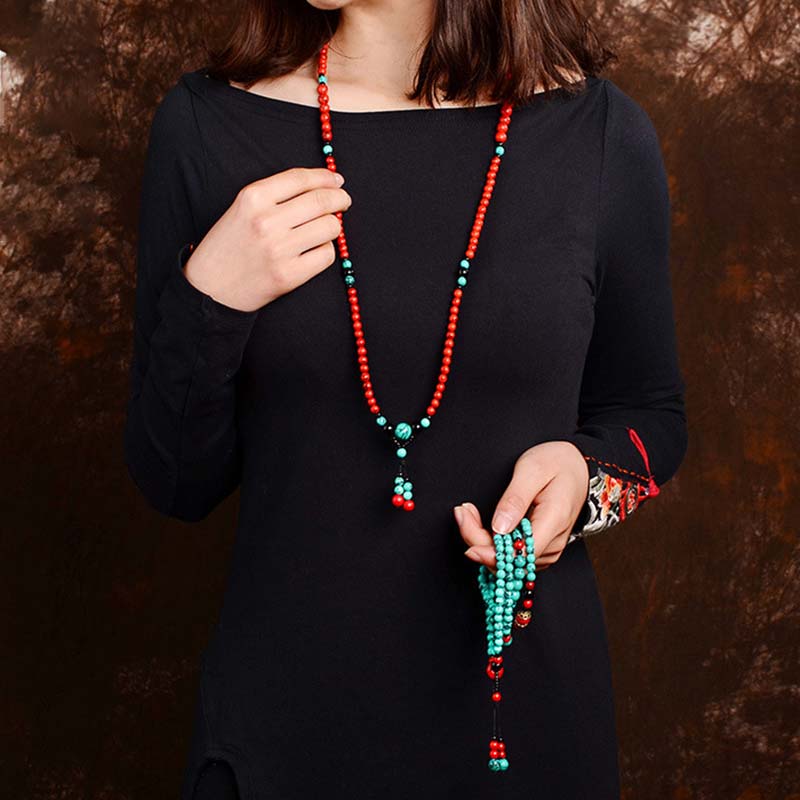 Wear FengShui Turquoise Black Onyx Red Turquoise Bead Protection Bracelet