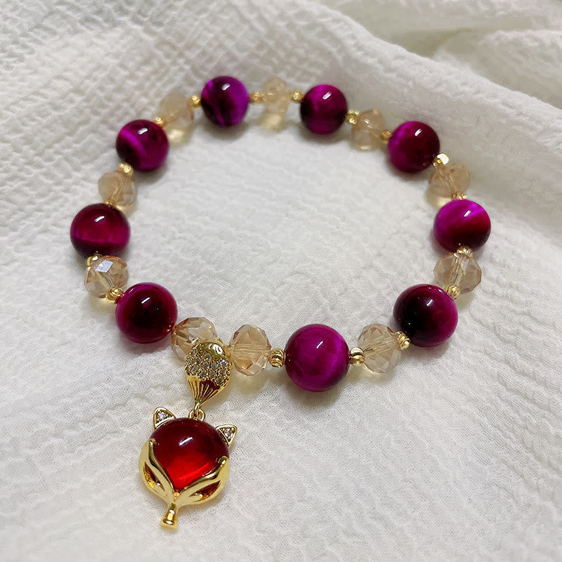 Wear FengShui Red Tiger Eye PiXiu Fox Protection Self Confidence Bracelet