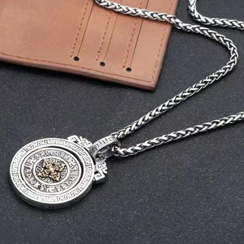 Wear FengShui Tibetan Om Mani Padme Hum Double Dorje Vajra Rotatable Purity Peace Necklace Pendant