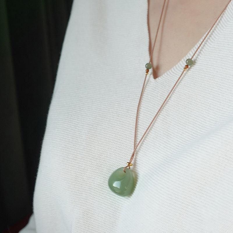 Wear FengShui Natural Jade Luck Prosperity Necklace Pendant (Random Color)