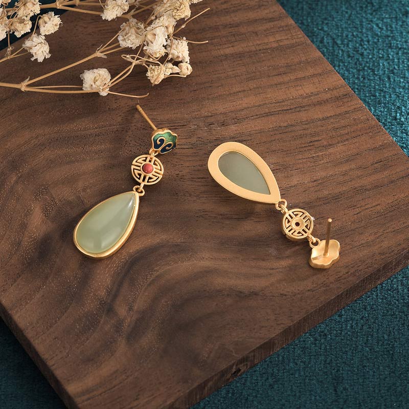 Wear FengShui FengShui Jade Double Happiness Fortune Earrings