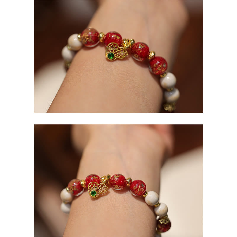 Wear FengShui Gourd God Of Wealth Charm Fortune Liuli Glass Bead Incense Ash Porcelain Bead Bracelet
