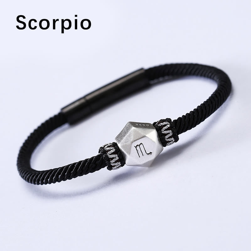Wear FengShui 999 Sterling Silver 12 Constellations of the Zodiac Protection Handmade String Bracelet